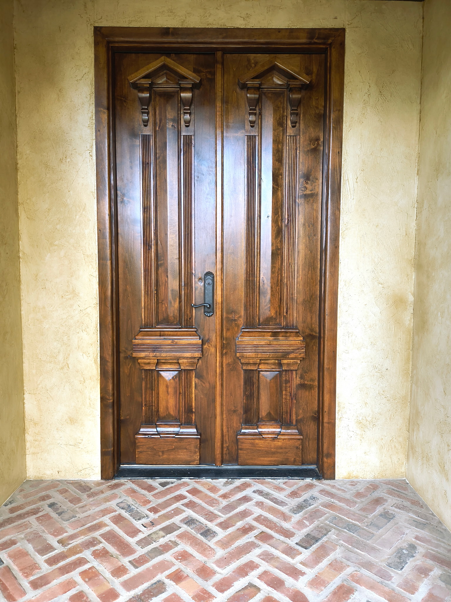 Restored double wood front door by Better Than Ever Services